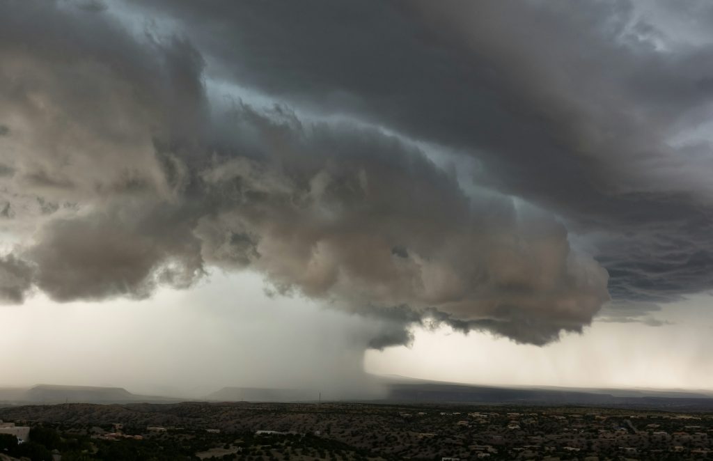 A heavy rain storm over New Mexico.