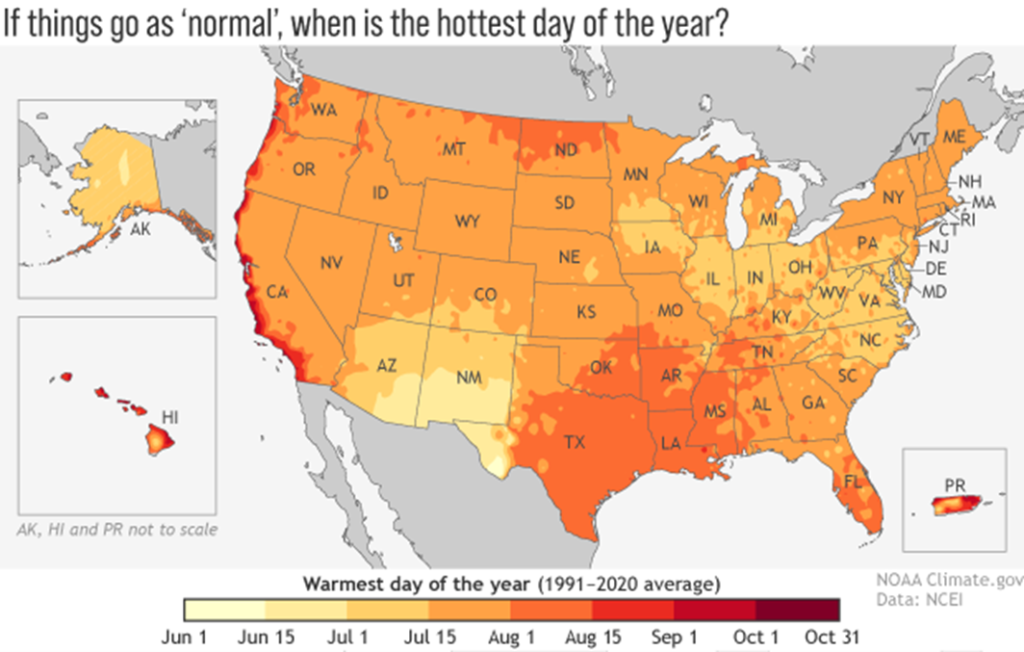 A temperature map of the United States.