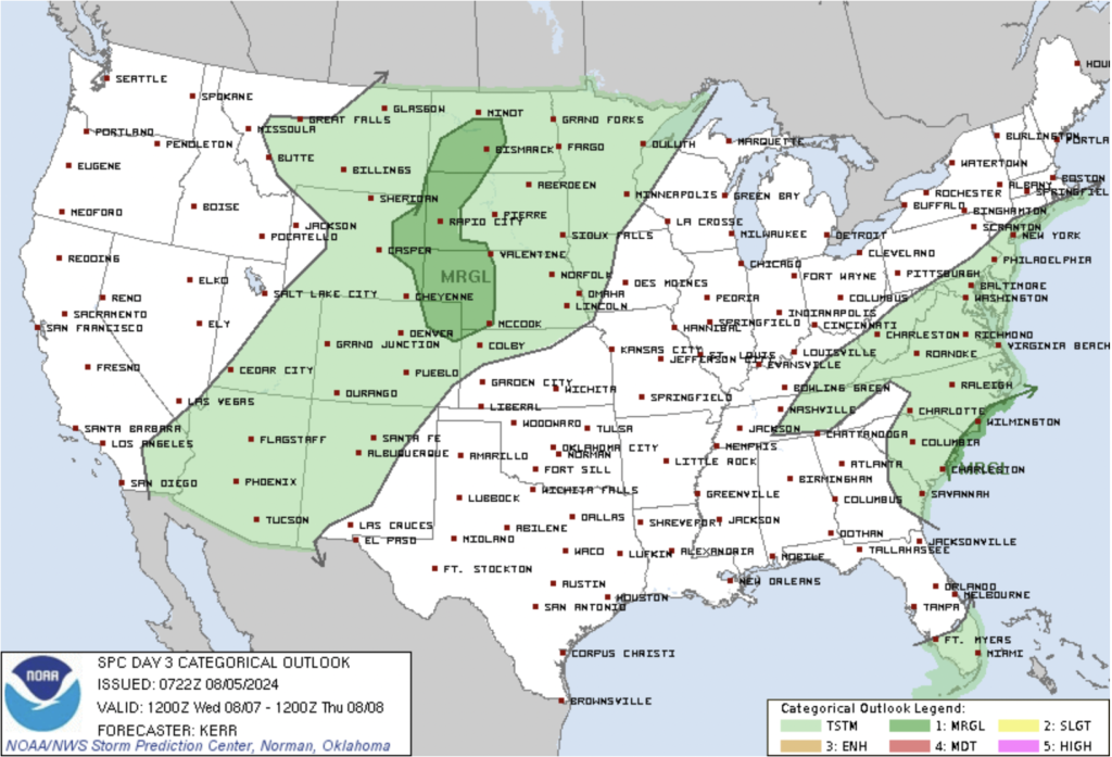 Day 3 Convective Outlook courtesy of the SPC