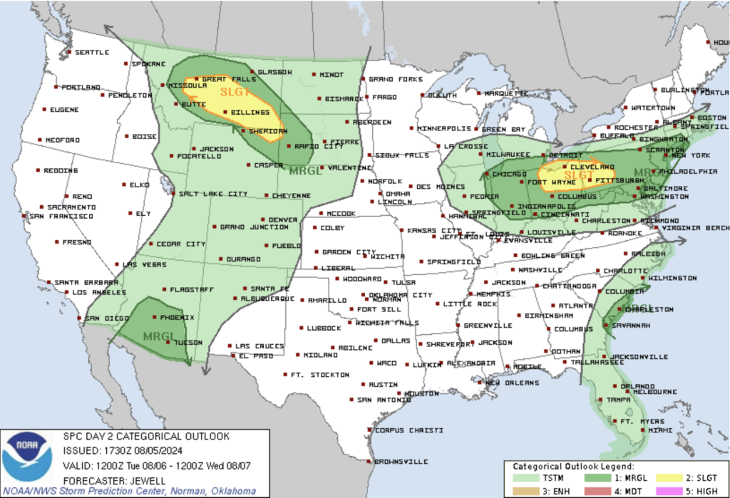 Day 2 Convective Outlook courtesy of the SPC