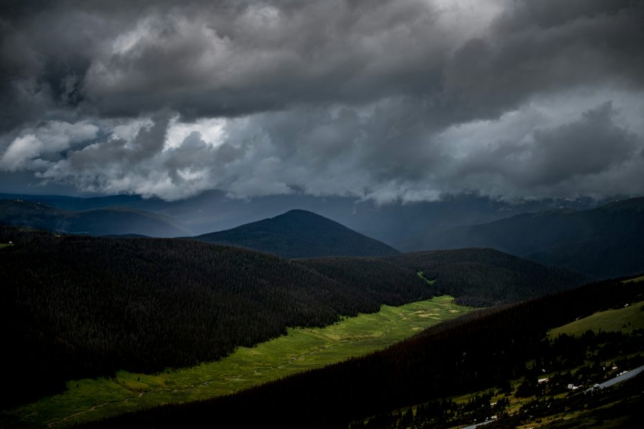 Stormy mountains at Grand Lake. Photo by Nathan Anderson via Unsplash