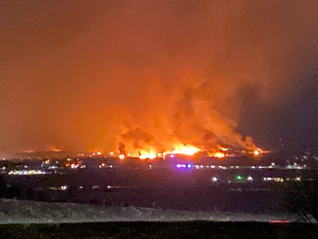 Marshall Fire from Broomfield CO 6 pm MST 12/30/2021 Credit: NOAA/NWS Boulder